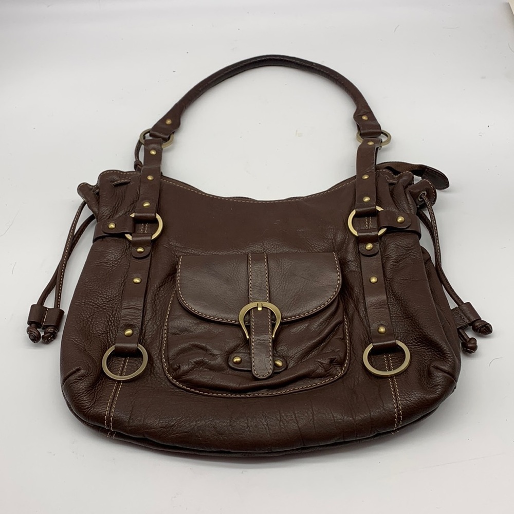 Michael Rome Designs Brown Leather Bag with Gold Accents